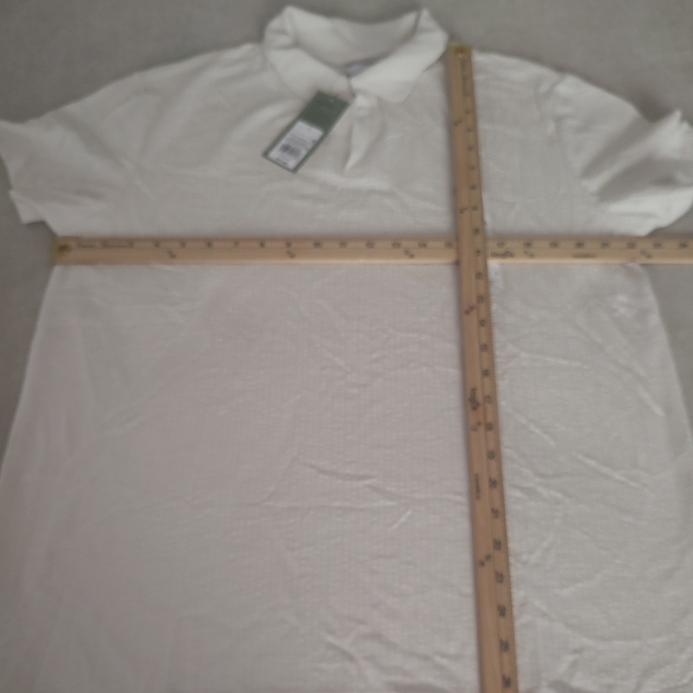 Goodfellow & Co Mens White Textured Short Sleeve Polo Shirt Standard Fit Large